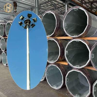 kopen Hoogmastverlichting 25m 30m 35m Hoogte Stalen achthoekige gegalvaniseerde lichtpool met opheffend verlaagend apparaat Flood led lampen online manufacture