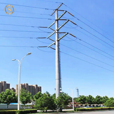kopen Taps toelopende overlapverbinding Q355 gegalvaniseerd stalen mast, 15-20M achthoekige distributiemast voor 10-35kV, Geverifieerde bronfabrikant online manufacture