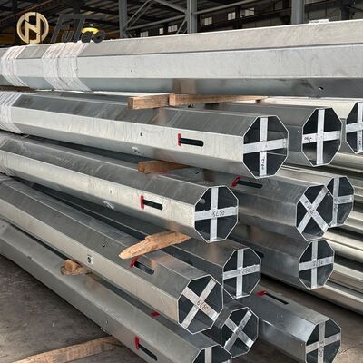 Kopen 12m 40ft Q460 Hot-Dip gegalvaniseerd achthoekig stalen nutsstaaf   3 secties glij-gevoegde stroomverdelingsstaaf met interne kruisversterking online manufacture