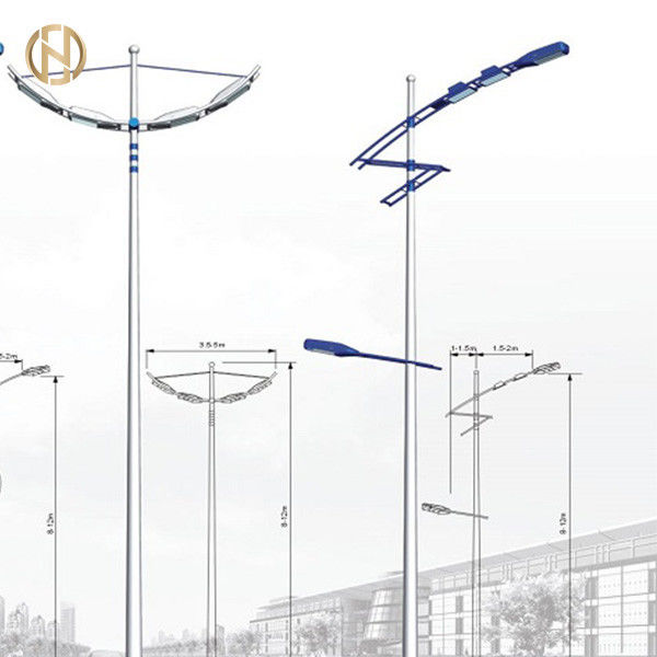 Hot Dip gegalvaniseerd achthoekig zonne-straat licht paal ontwerp voor conisch / veelhoekig / rond of andere Multi-pyramidale vorm