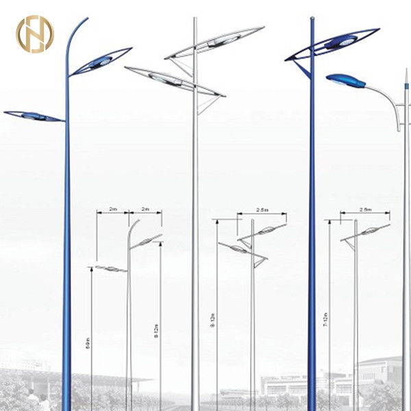 Op maat gemaakte 3m 6m 8m 12m Hot Dip gegalvaniseerde achthoekige straatlantaarn