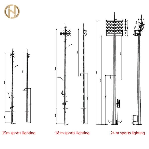 Galvaniseerde de Hoge Mast Pool van de Dodecagonvorm Lichte Pool 75FT 80FT