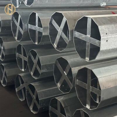 Q355 Hot Dip Galvanized Steel Power Transmission Pole, 12/16 Side Slip Joint Electrical Utility Tower (AVE ≥ 86μm)